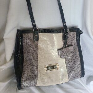 Guess Faux Crocodile Skin Patent Leather Tote